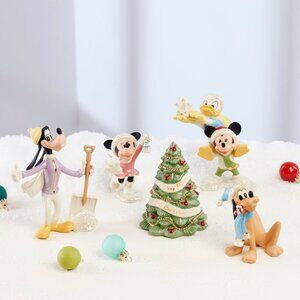 Lenox Disney Winter Fun Mickey Minnie Donald Pluto & Goofy. New in Box with COA